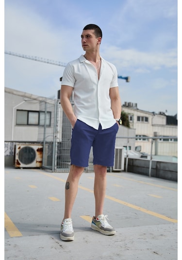 Lacivert Renk Chino Erkek Şort Lacivert