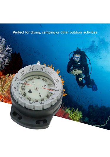Neevoyu 50 Metre Su Altı Dalış Pusulası - Işıklı, Su Geçirmez, Esnek Kayışlı Outdoor Navigasyon Aleti Gri