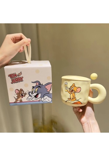 Tom Ve Jerry Kaşıklı Kupa Bardak Renkli