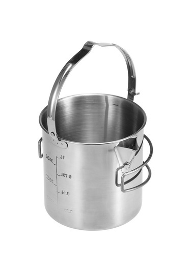 Novahub Paslanmaz Çelik Kamp Çaydanlığı - Katlanabilir Saplı, 1 Litre, Taşınabilir Gri Gri