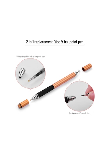Padalink Wk-125 Altın Çiftli Dokunmatik Kalem Seti: Yazma Ve Çizim İçin İki Fonksiyonlu Stylus, 2 Kalem + 2 Yedek Uç + 2 Disk İçerir