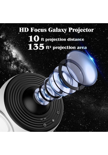 Didadodo Sones Galaxy Gece Lambası Yıldız Projektör Led Masa Lambası Çocuk, Yıldızlı Gece 2