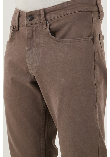 Buratti Pamuklu Comfort Fit Normal Bel Boru Paça Jeans Erkek Kot Pantolon 4412C19Texas Toprak