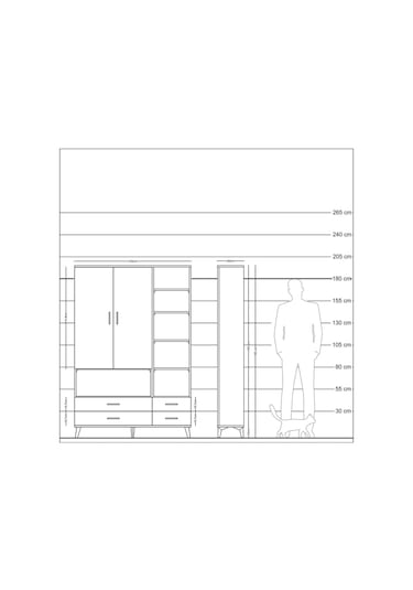 Arges Dolap 10 Raflı 4 Çekmeceli 2 Kapaklı 132x30x195 Aytaşı-aytaşı/aytaşı Aytası/aytası