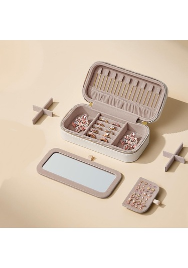 Portatif Takı Saklama Kutusu Aynalı-yüzük,küpe Ve Kolye Organizer