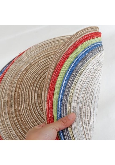 Altın Talos Muhtasar Yuvarlak Keten Örgülü Bardak Altlığı Isı Yalıtımlı Kase Plaka Servis Altlığı S Altın