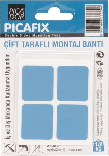 Picador Çift Taraflı Montaj Bandı Kare Mavi - 2 Adet Diğer