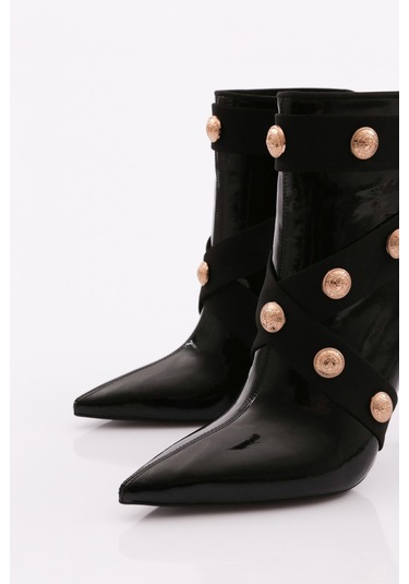 Dgn 8015 Kadin Topuklu Bot 8015-2446-R1645 Siyah Rugan