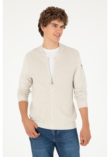 U.s. Polo Assn. Erkek Taş Melanj Hırka Triko 50293528-vr225 Taş Melanj