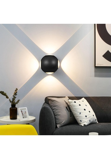 Homyl Aplik 3000k Sıcak Ev Dekorasyonu Için Duvara Monte 6000k-beyaz Siyah