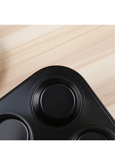 Ulzyvf Yapışmaz Muffin Kalıbı, Delikli 6'lı, Siyah, Keklik Siyah