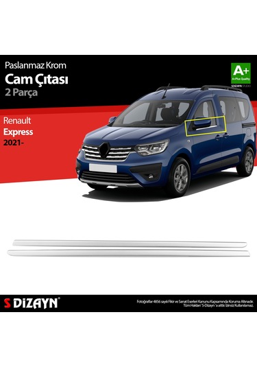 S-dizayn Renault Express Krom Cam Çıtası 2 Prç. 2021 Üzeri