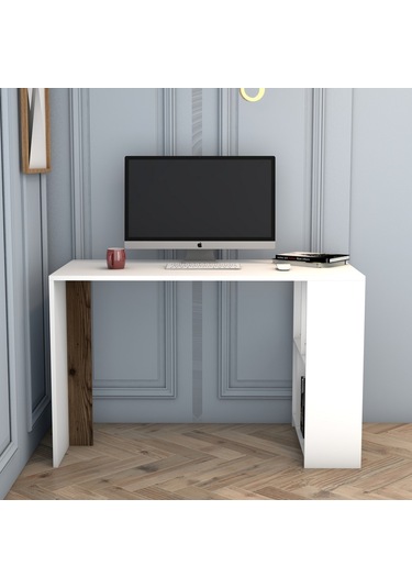 Variant Lima Çalışma Masası Ve Kitaplık Takımı - Beyaz / Ceviz Beyaz
