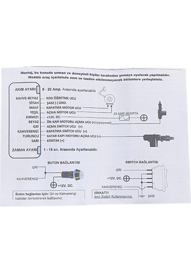12v Kayar Kapı Modülü Zaman Ayarlı-sıkışma Emniyetli Kumandalı