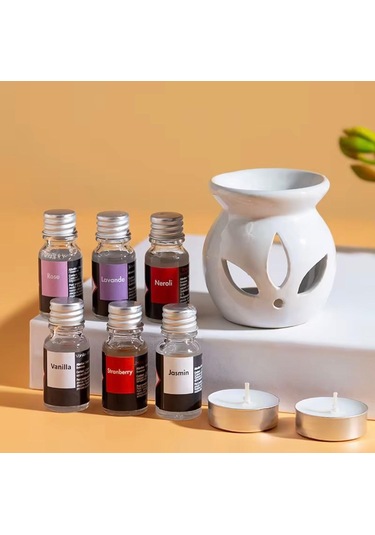 Mercansa Sonx 3 Lü Aromaterapi Uçucu Yağ Seti Ve Seramik Buhurdanlık - Rahatlatıcı Oda Kokusu & Spa Deneyimi