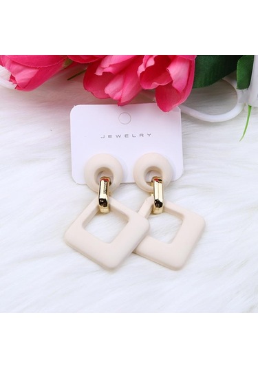 Bej Opk, 2023'ün Yeniliği, 12 Renk, Kare Akrilik Çerçeveler, Kadınlar İçin Lüks Çok Renkli Geometrik Küpe, Takı Pd1488 Bej