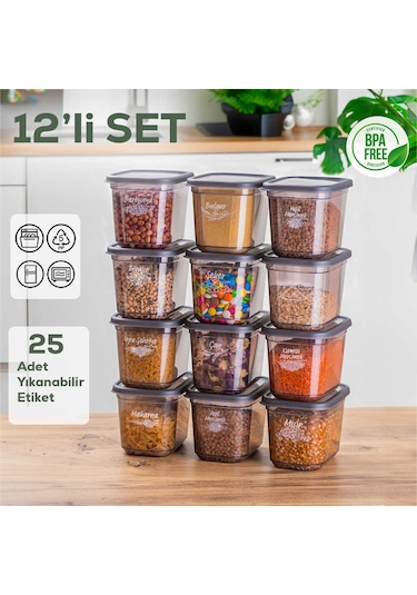 Porsima 1022 Etiketli Dikdörtgen Erzak Saklama Kabı 12'Li 1.3 L Çok Renkli