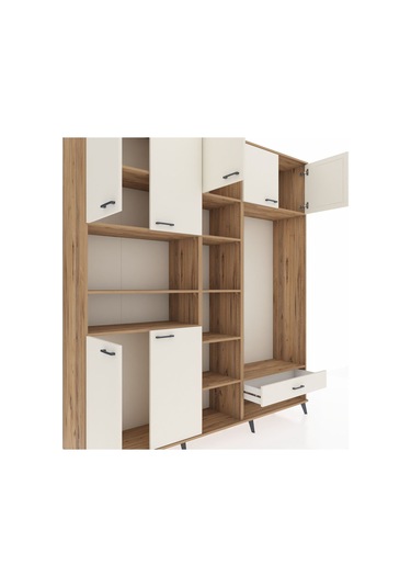 Hyperion Dolap 11 Raflı Tek Çekmeceli 7 Kapaklı 220x44x243 Çam-aytaşı/aytaşı Aytası/aytası