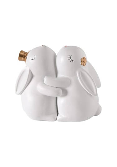 Suntek 2 Adet Reçine Tavşan Heykelcik Heykeli Süslemeleri 11cmx12cmx15cm