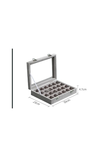 Yystore Takı Saklama Kutusu Kadife Şeffaf Pencere Ücretsiz Kombinasyon Kırmızı