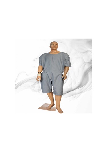 Benlife Kısa Kol Demans Tulumu Hasta Bakım Kıyafeti Gri