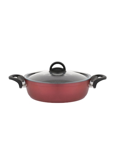 Hisar Optima Talia Granit Basık Tencere 26 Cm Bordo Inox