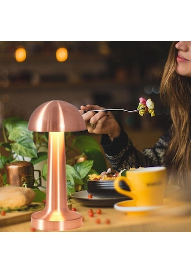 Mantar Model Retro Masa Lambası - Dimmerli, Şarjlı, Dekoratif Ve Dokunmatik Çok Renkli