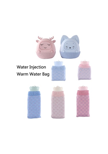 Sones Kış Silikon El Isıtıcısı Karikatür Sevimli Su Enjeksiyonu Sıcak Su Torbası, Renk: Pembe Kare