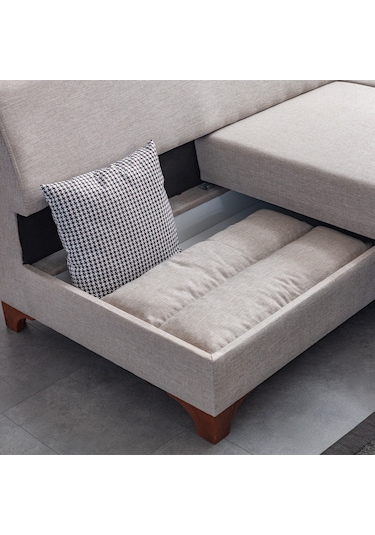 Eymense Tloft Köşe Koltuk Takımı Krem Sol Köşe