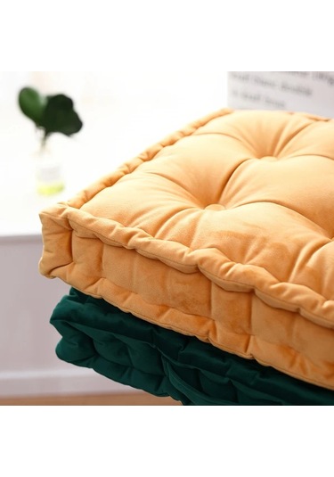 Elmpaly Mavi Kare Puşide Tüm Mevsimler Meditasyon Minderi Mavi