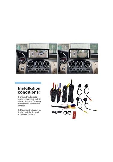 Kangfufeng Android İçin 360 Derece Panoramik Çevre Görünümü 1080p Araç Kamerası