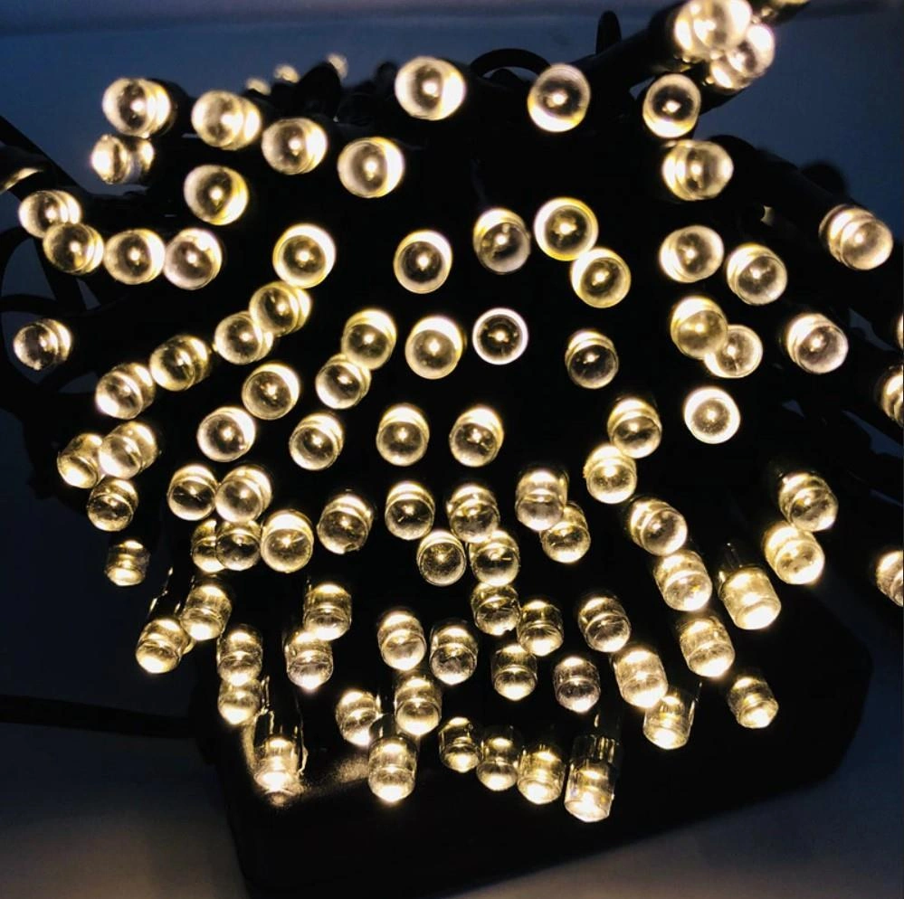 8 Modlu Güneş Enerjili 100 Led 12 Metre Sarı Renk Bahçe Aydınlatması Led Işık