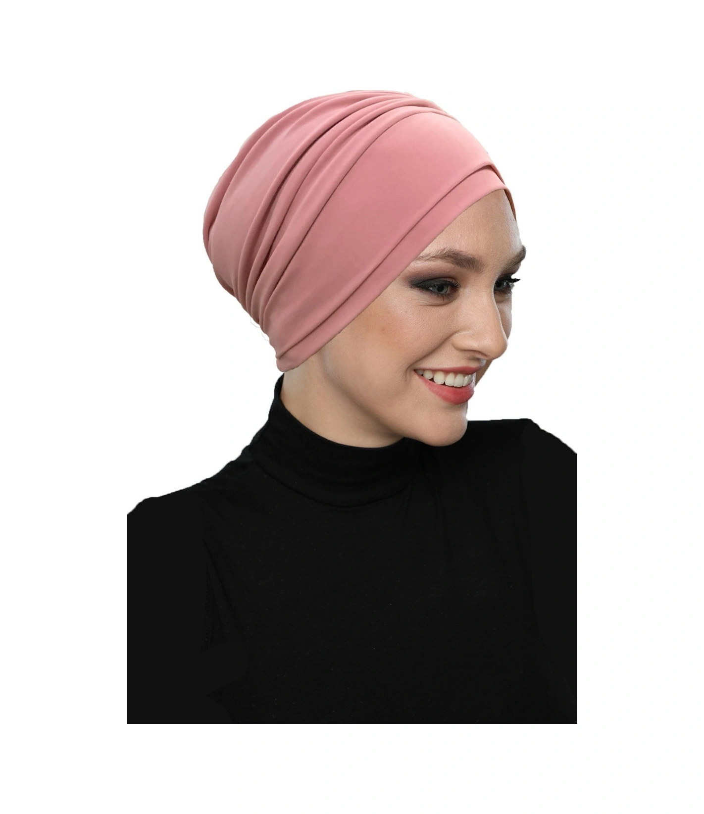 Çift Katlı Astarlı Pudra Hazır Türban Tesettür Dış Ve Havuz Bonesi Pudra