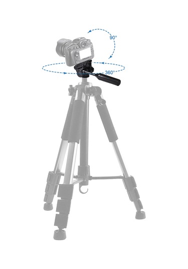Dofolink Kamera Tripodu Kafa - 360 Dikey/90 Yatay Döndürme, 5kg Yük Taşıma, 1/4" Ve 3/8" Bağlantı, Hızlı Montaj Paneli Siyah