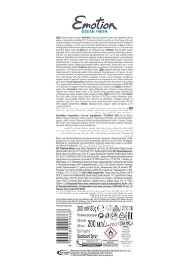 Emotion Ocean Fresh Kadın Sprey Deodorant 6 x 200 ML