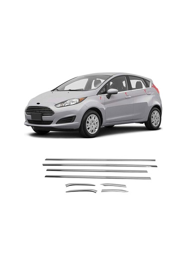 Ford Fiesta Uyumlu 2009-2017 Krom Cam Çıtası 8 Parça Paslanmaz Çelik