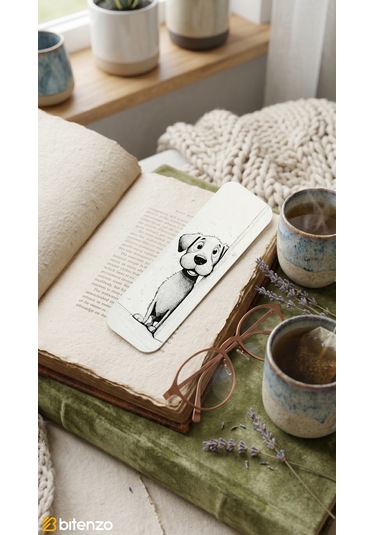 Sevimli Köpek Figürlü Kabartma Dokulu Kitap Ayracı - Minimalist Beyaz Kitap Aksesuarı
