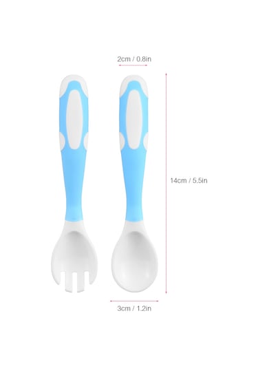 Moveevo Bebek Yeme Egzersizi Kaşığı Çatal Seti, Pp+tpe Malzeme, Saklama Kutulu, Mavi Xls08 Çok Renkli