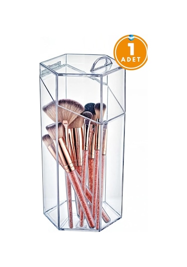 Altıgen Kapaklı Fırçalık - Makyaj Organizeri
