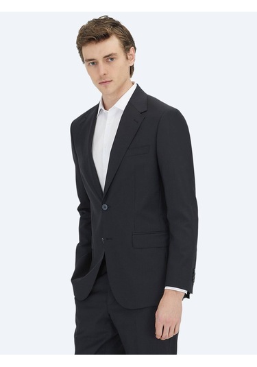 Siyah Mikro Yün Karışımlı Takım Elbise Siyah