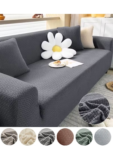 StarMall Tuğla Desen Koltuk Örtüsü Çekyat Kılıfı 3Lü Bir Adet Antrasit