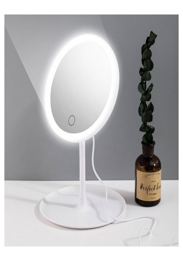 Yuvarlak Işıklı Makyaj Aynası 3 Renk Işık Şiddeti Ayarlanabilir