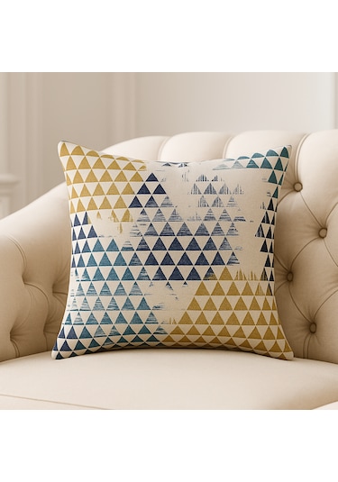Geometrik Üçgen Desenli Modern Kırlent Kılıfı 45 x 45
