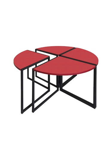 Wrkspc Vidasız Kolay Kurulum Yonca Yuvarlak Zigon Sehpa - Kırmızı