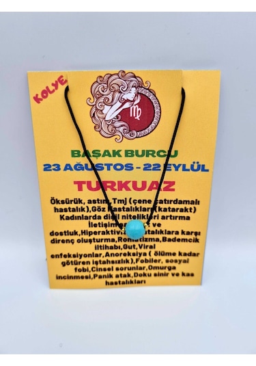 Sertifikalı Başak Burcu Turkuaz Taşı Doğal Taş Kolye Çok REnkli