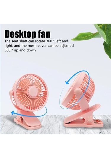 Mini Taşınabilir Klipsli Fan, Usb Şarj, Sessiz, Elektrikli Mavi,