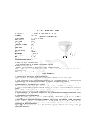 6w Gu10 Led Ampul Beyaz Işık