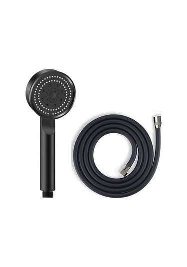 Glee Turbo 5 Fonksiyonlu Duş Seti - Yüksek Basınçlı Duş Başlığı Ve Kopmaz Pvc Hortum 150cm - 2 Renk Seçeneği Siyah Siyah