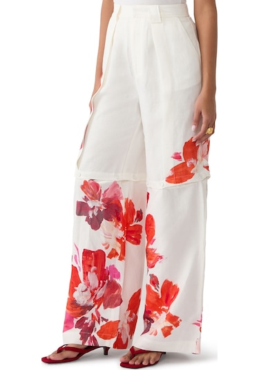 Acler Chapelhill Viscose Blend Convertible Pants, Geniş Paça Rahat Pantolon Beyaz