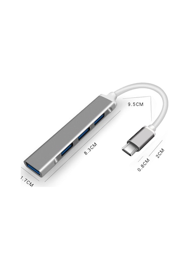 Reedark Usb 3.0 Hub Type-c Genişletici Dört Portlu Mini Usb-c Çevirici, Taşınabilir Veri Transfer Aleti, Uzay Gri C809